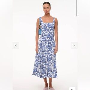 Staud wells dress blue toile